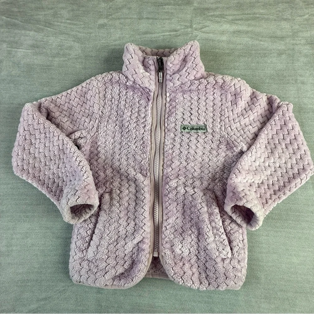 Columbia Girls XXS Lavender Purple‎ Textured High Pile Fleece Full Zip Jacket